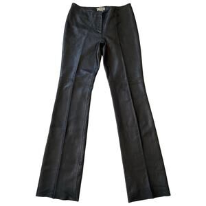 Hugo Buscati Bootcut Black Leather Pants Women's Size 8 Mid Rise 33'' Inseam
